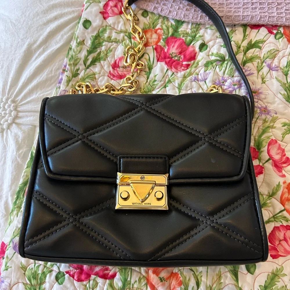 MICHAEL KORS SERENA MEDIUM FLAP SHOULDER CROSSBODY BLACK - Picture 11 of 11